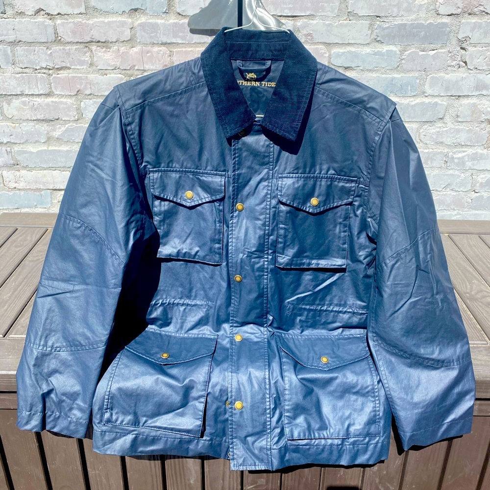Southern Tide waxed cotton raincoat.